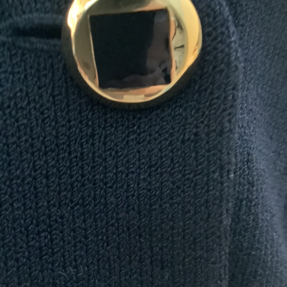 St. John Jacket Designer Navy Sweater Jacket Gold Embellishments Like New Size 6 - Picture 5 of 7
